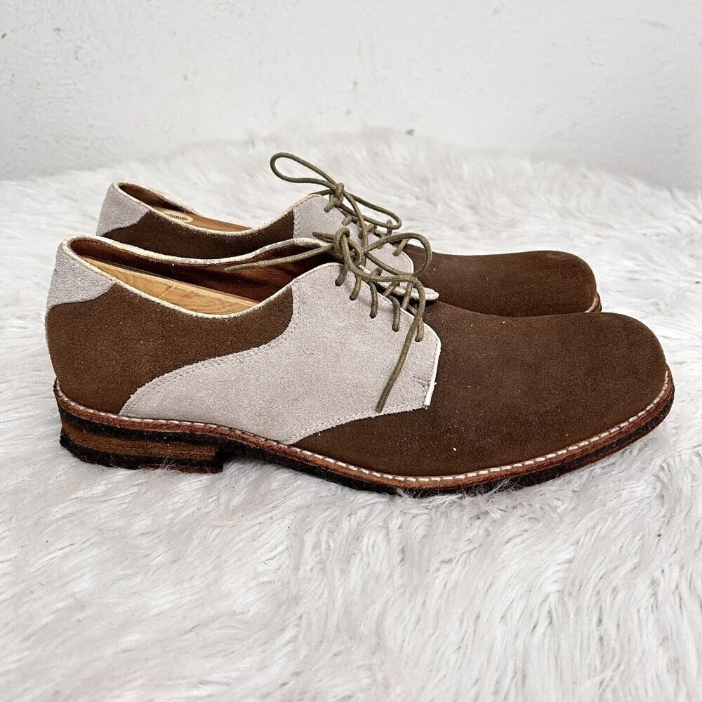 Bed Stu Men's Brown Klass Saddle Oxford Suede Lace Up Shoes Crepe Sole Size 11.5